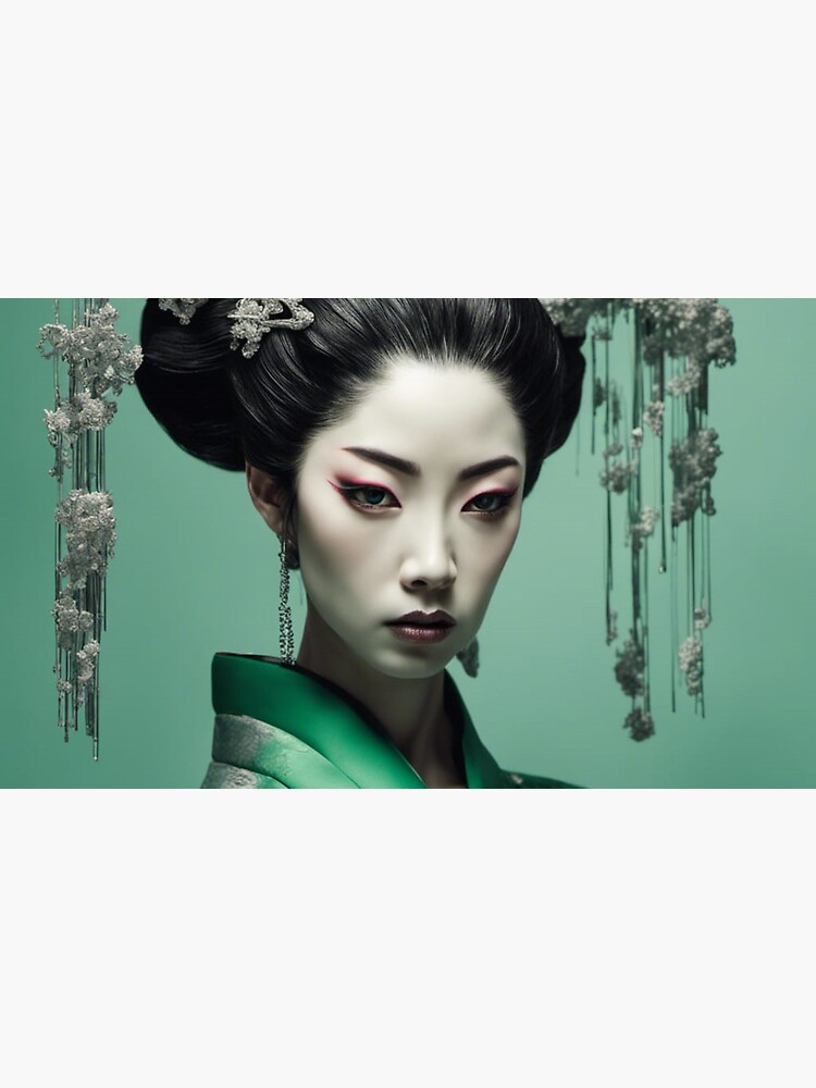 Thumbnail 4 of 4, Coffee Mug, Geisha in Green Kimono designed and sold by LenCarol.