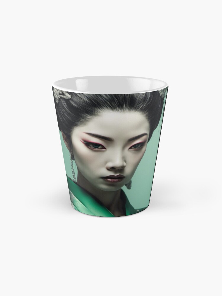 Thumbnail 2 of 4, Coffee Mug, Geisha in Green Kimono designed and sold by LenCarol.