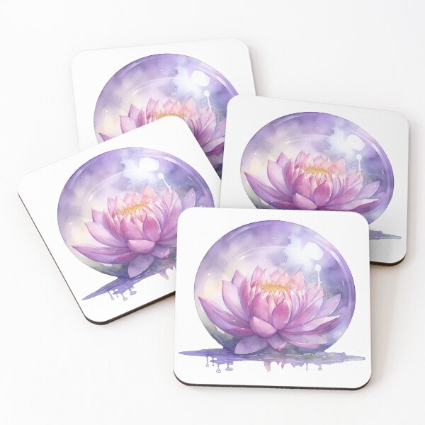 Item preview, Violet Lotus Flower of the Seventh Chakra - Watercolor Painting in Transparent Glass Ball designed and sold by TetianaArt.