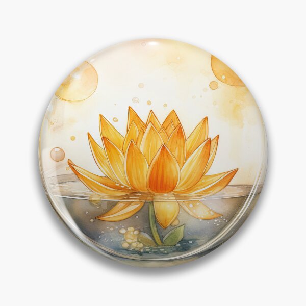 Item preview, Оrange Lotus Flower of the Second Chakra - Watercolor Painting in Transparent Glass Ball designed and sold by TetianaArt.