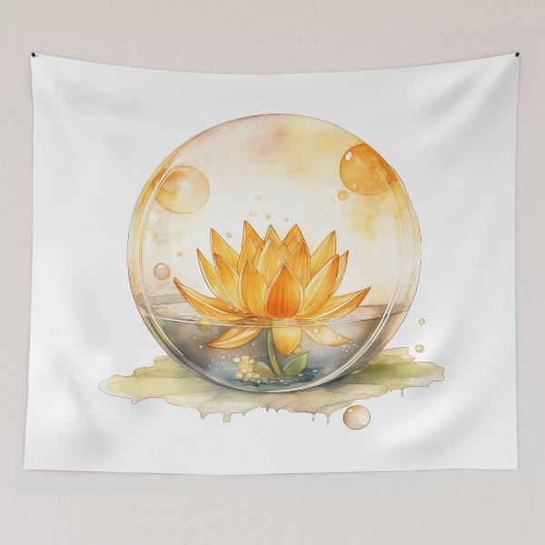 Item preview, Оrange Lotus Flower of the Second Chakra - Watercolor Painting in Transparent Glass Ball designed and sold by TetianaArt.