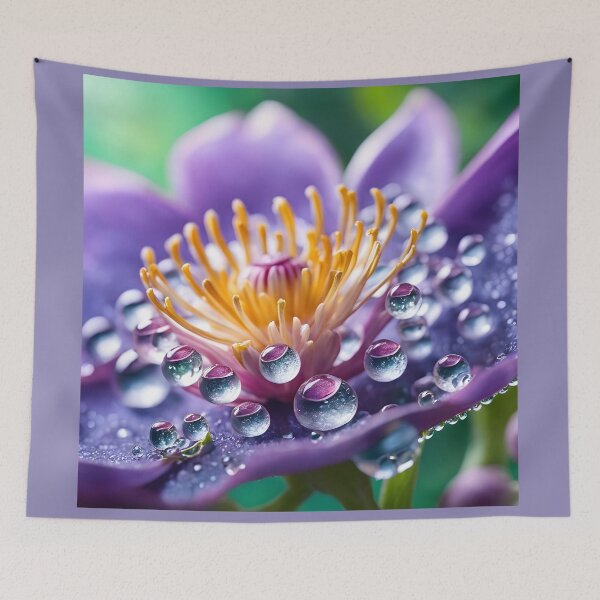 Item preview, Raindrops on a purple flower. designed and sold by CraftyUniverse.