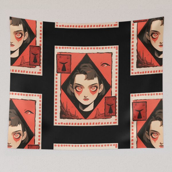 Item preview, Dystopian Red Girl postal stamp- Futuristic  designed and sold by octoboobs.