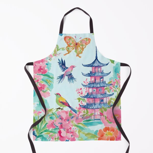 Item preview, Chinoiserie birds, flowers and butterflies watercolor painting designed and sold by SophieClimaArt.