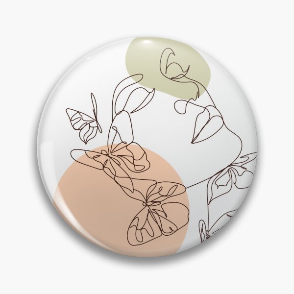 Item preview, Dibujo lineal minimalista de rostro de mujer y mariposas. designed and sold by TreasleC.