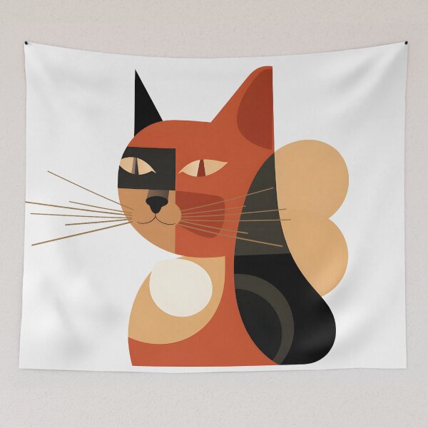 Item preview, A cat in the style of figurative minimalism, warm color palette,  designed and sold by Autaporn199.