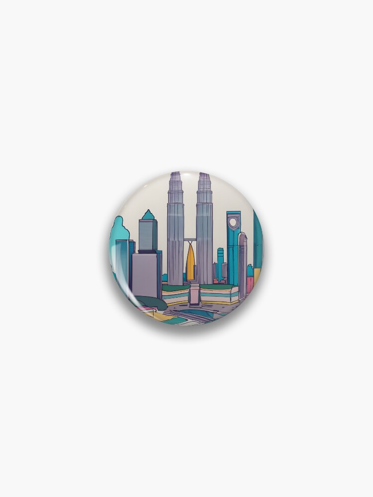 Thumbnail 1 of 3, Pin, Kuala Lumpur Skyline Minimalistic Drawing designed and sold by Patricks-Art.