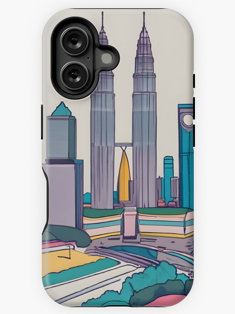 Thumbnail 1 of 4, iPhone Case, Kuala Lumpur Skyline Minimalistic Drawing designed and sold by Patricks-Art.