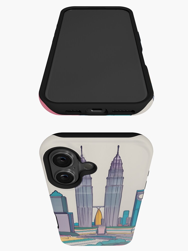 Thumbnail 3 of 4, iPhone Case, Kuala Lumpur Skyline Minimalistic Drawing designed and sold by Patricks-Art.
