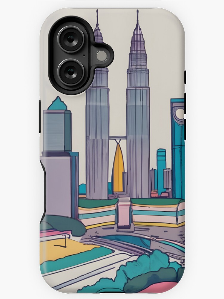 Thumbnail 1 of 4, iPhone Case, Kuala Lumpur Skyline Minimalistic Drawing designed and sold by Patricks-Art.