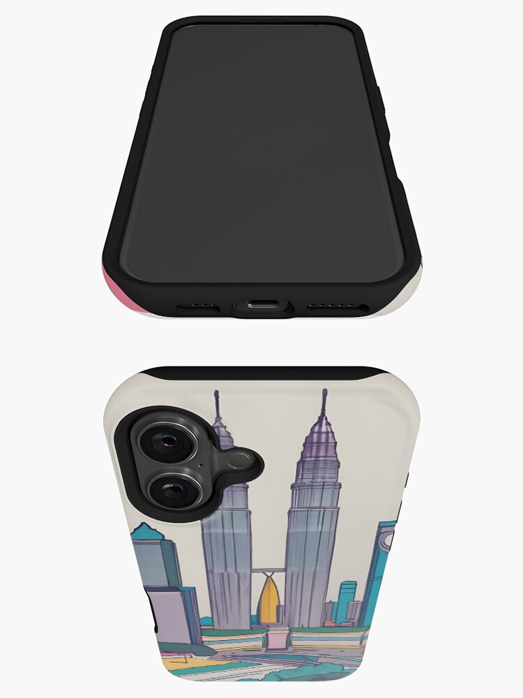 Thumbnail 3 of 4, iPhone Case, Kuala Lumpur Skyline Minimalistic Drawing designed and sold by Patricks-Art.