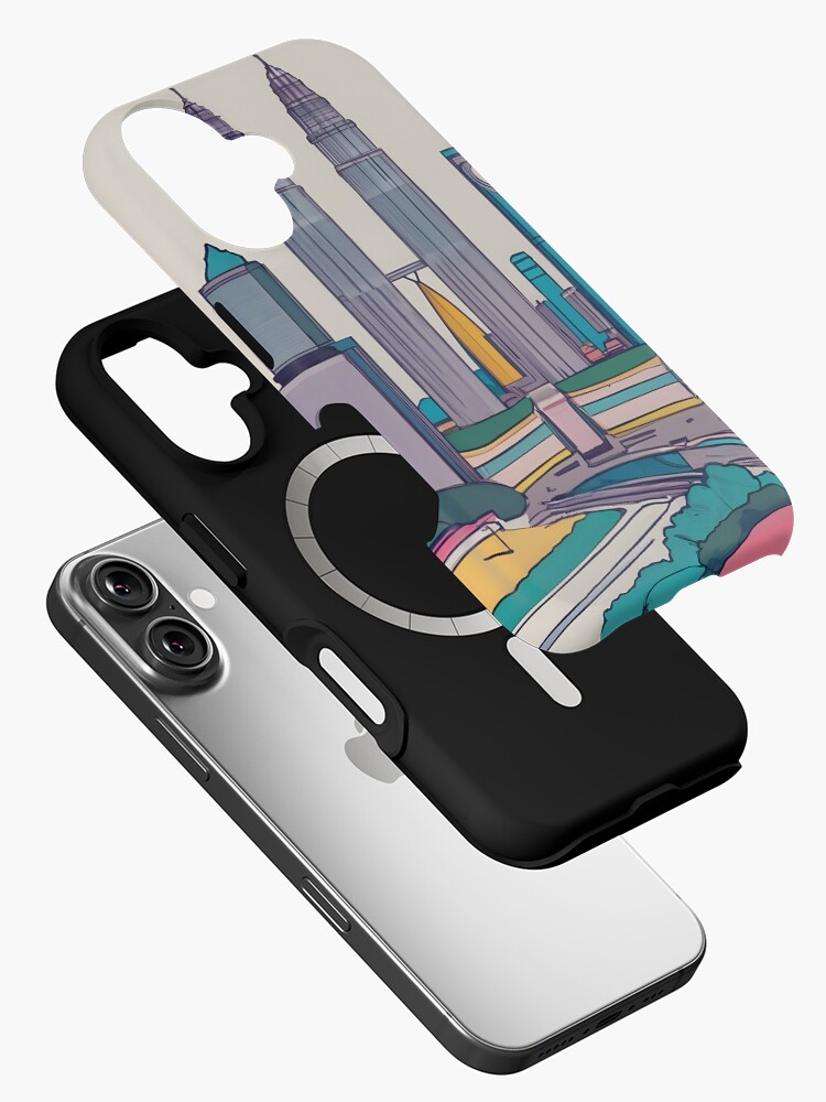 Thumbnail 2 of 4, iPhone Case, Kuala Lumpur Skyline Minimalistic Drawing designed and sold by Patricks-Art.