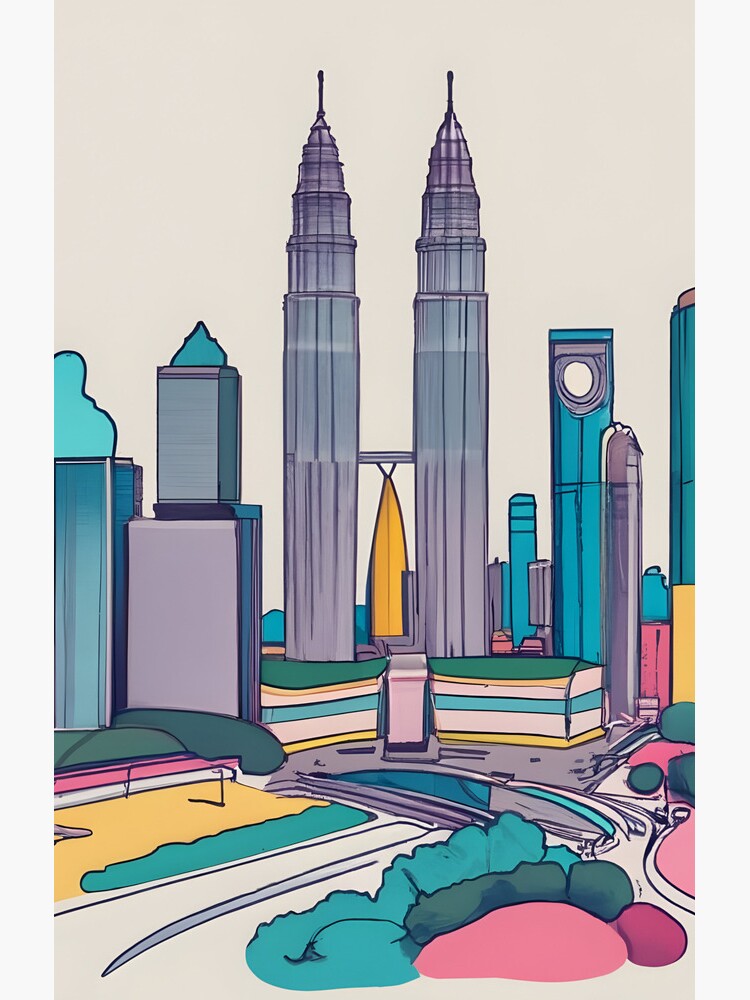 Thumbnail 4 of 4, Samsung Galaxy Phone Case, Kuala Lumpur Skyline Minimalistic Drawing designed and sold by Patricks-Art.