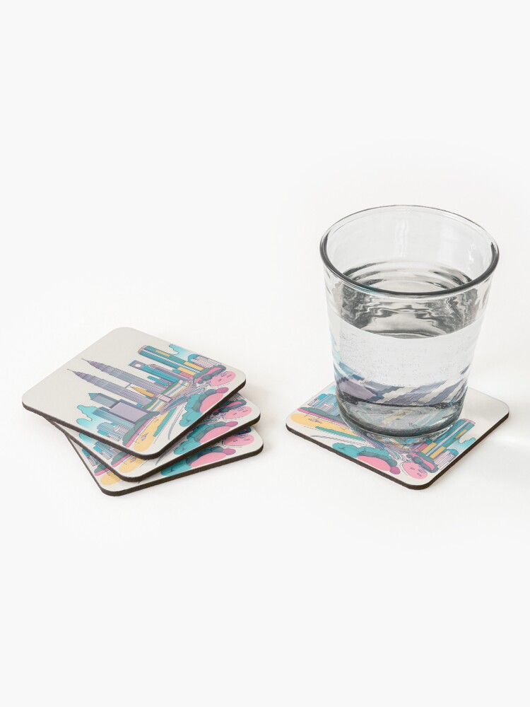 Thumbnail 2 of 5, Coasters (Set of 4), Kuala Lumpur Skyline Minimalistic Drawing designed and sold by Patricks-Art.