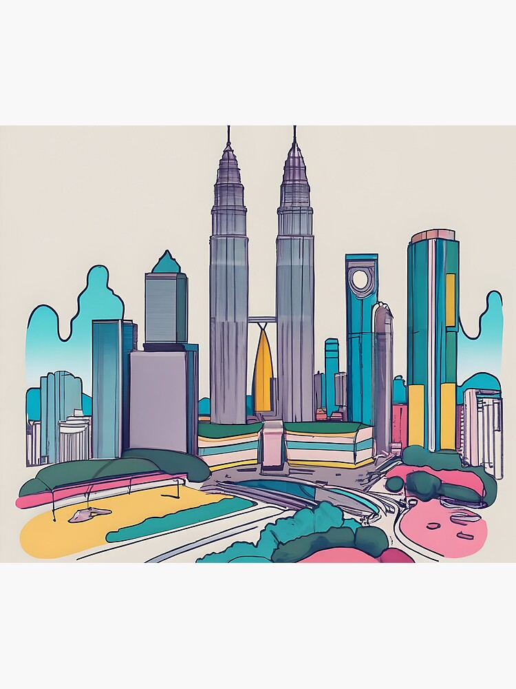 Thumbnail 5 of 5, Mouse Pad, Kuala Lumpur Skyline Minimalistic Drawing designed and sold by Patricks-Art.