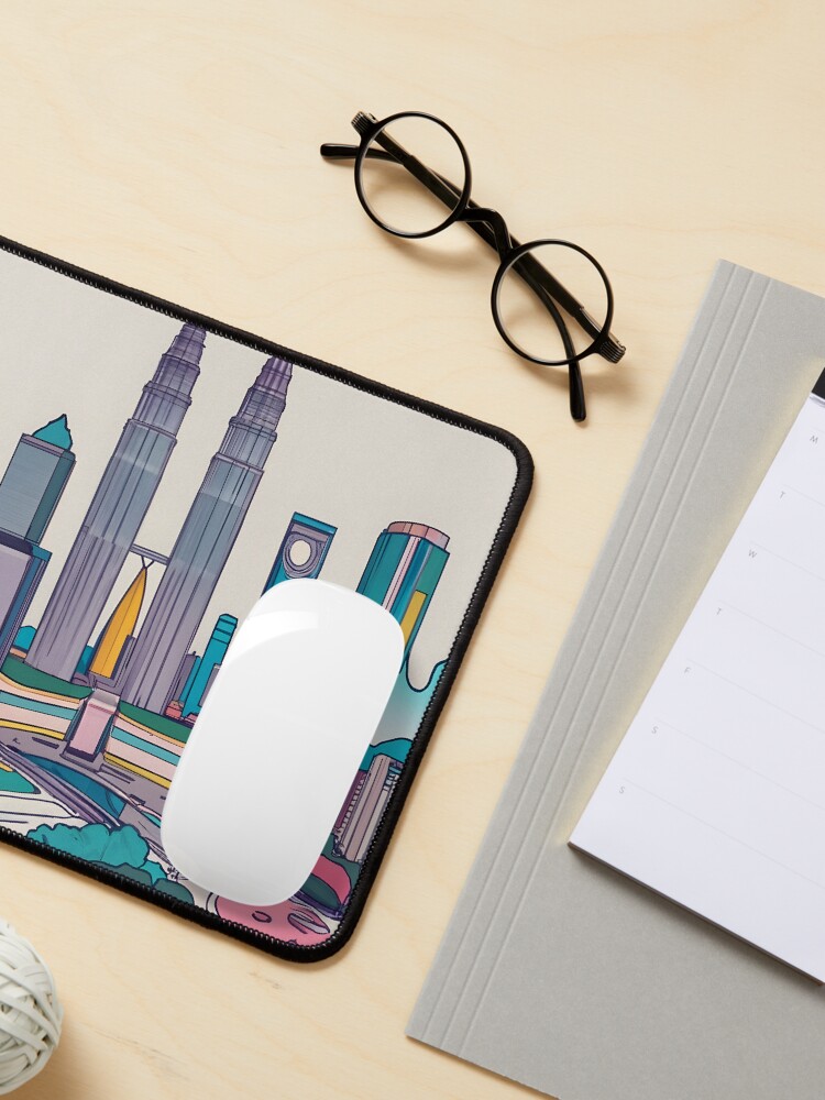 Thumbnail 3 of 5, Mouse Pad, Kuala Lumpur Skyline Minimalistic Drawing designed and sold by Patricks-Art.