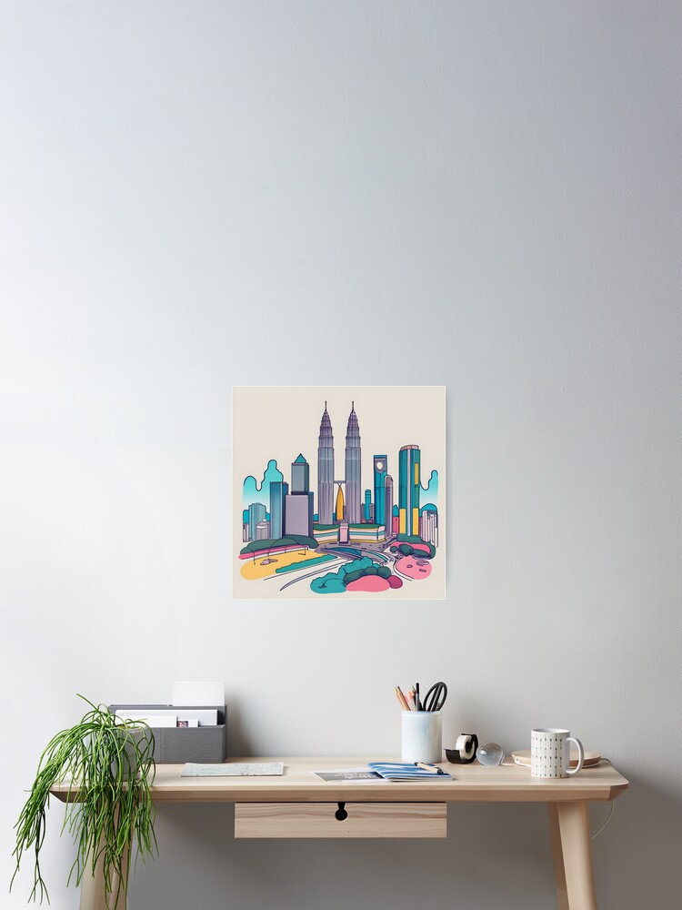 Thumbnail 2 of 3, Poster, Kuala Lumpur Skyline Minimalistic Drawing designed and sold by Patricks-Art.
