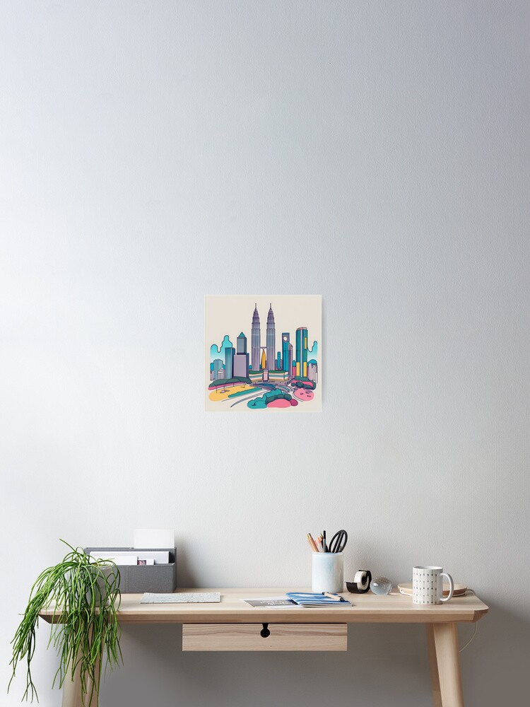 Thumbnail 2 of 3, Poster, Kuala Lumpur Skyline Minimalistic Drawing designed and sold by Patricks-Art.