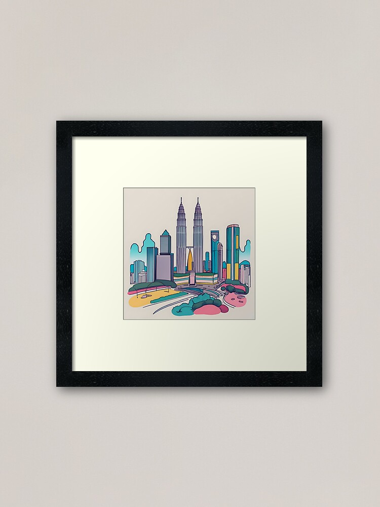 Thumbnail 1 of 7, Framed Art Print, Kuala Lumpur Skyline Minimalistic Drawing designed and sold by Patricks-Art.