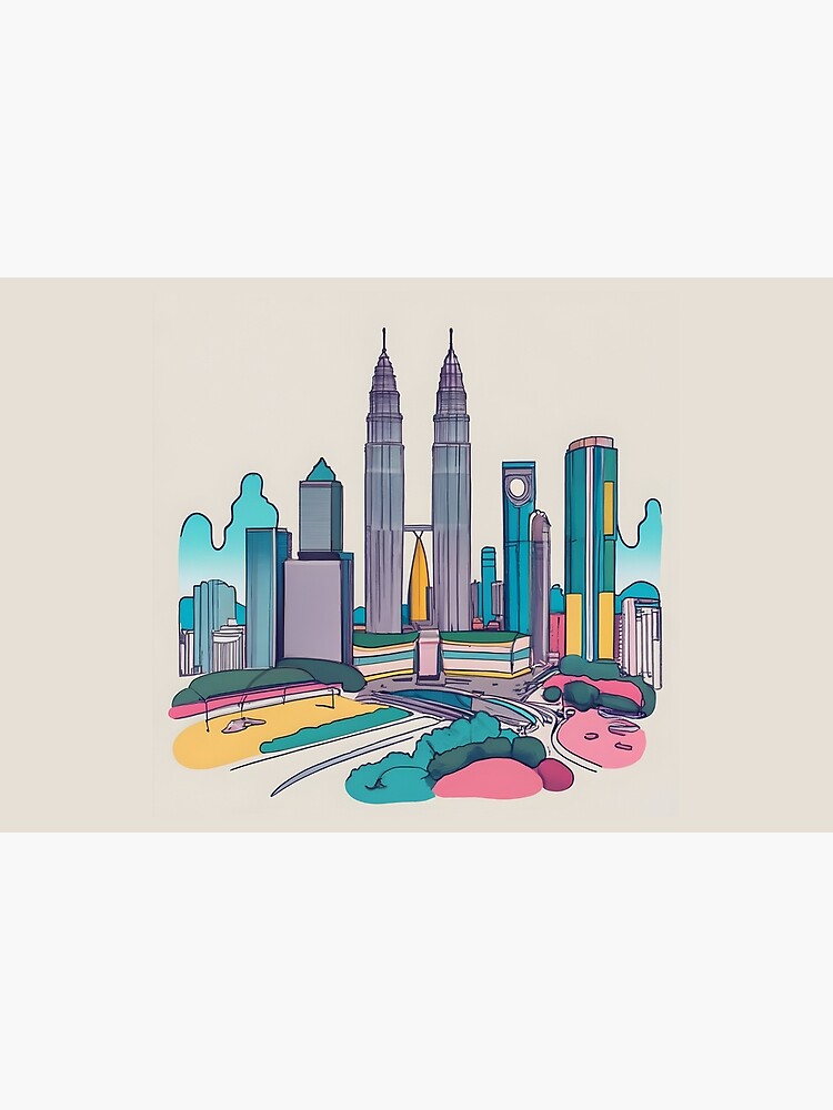 Thumbnail 6 of 6, Bath Mat, Kuala Lumpur Skyline Minimalistic Drawing designed and sold by Patricks-Art.