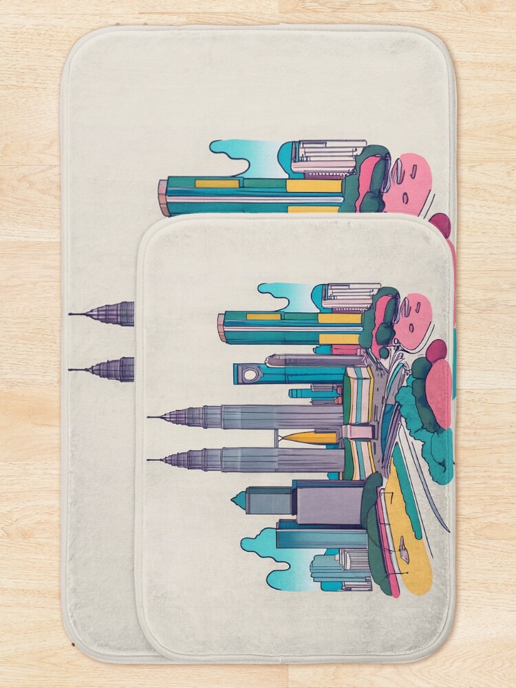 Thumbnail 5 of 6, Bath Mat, Kuala Lumpur Skyline Minimalistic Drawing designed and sold by Patricks-Art.