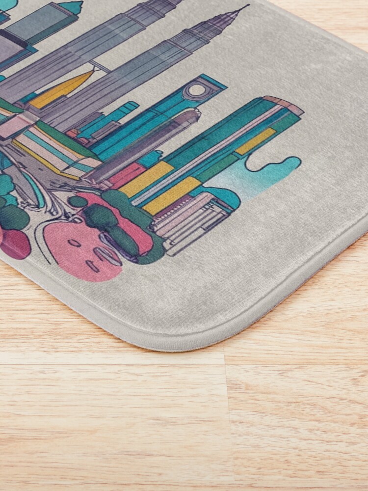 Thumbnail 3 of 6, Bath Mat, Kuala Lumpur Skyline Minimalistic Drawing designed and sold by Patricks-Art.