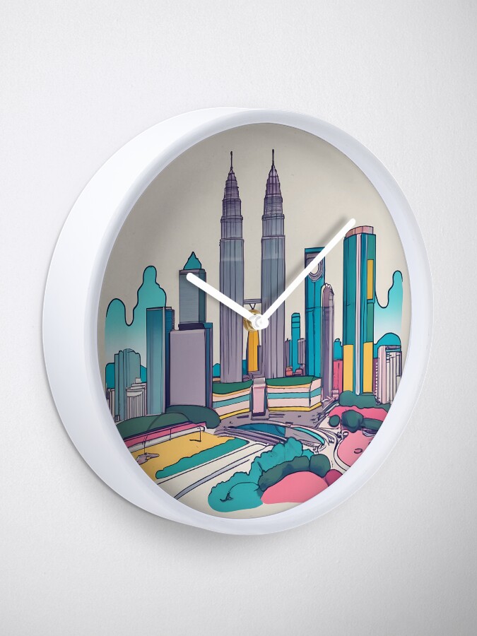 Thumbnail 1 of 4, Clock, Kuala Lumpur Skyline Minimalistic Drawing designed and sold by Patricks-Art.