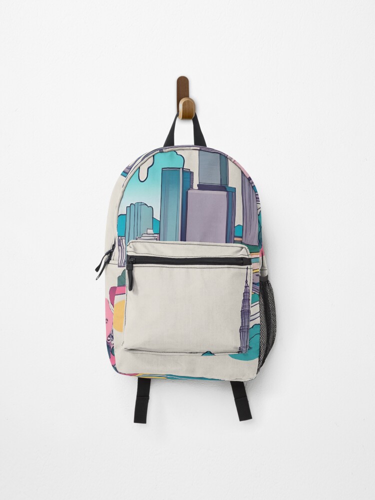 Thumbnail 1 of 3, Backpack, Kuala Lumpur Skyline Minimalistic Drawing designed and sold by Patricks-Art.