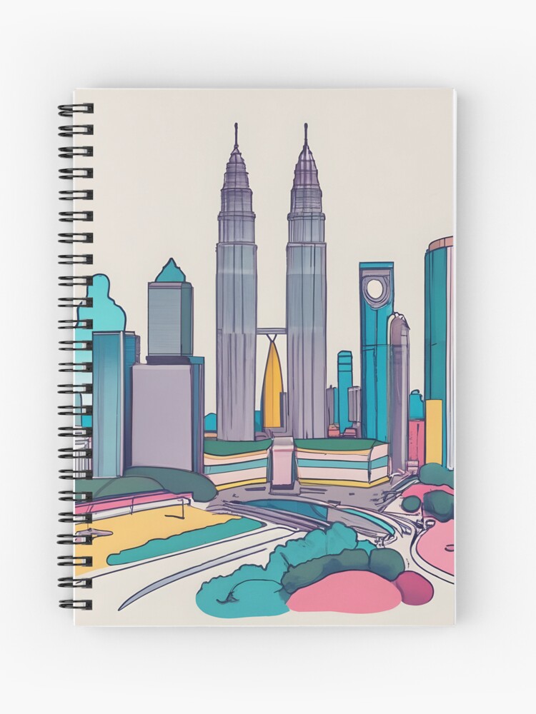 Thumbnail 1 of 3, Journal, Kuala Lumpur Skyline Minimalistic Drawing designed and sold by Patricks-Art.