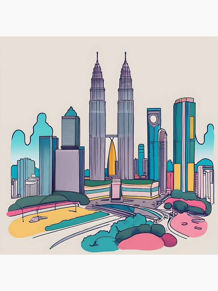Thumbnail 2 of 2, Tote Bag, Kuala Lumpur Skyline Minimalistic Drawing designed and sold by Patricks-Art.