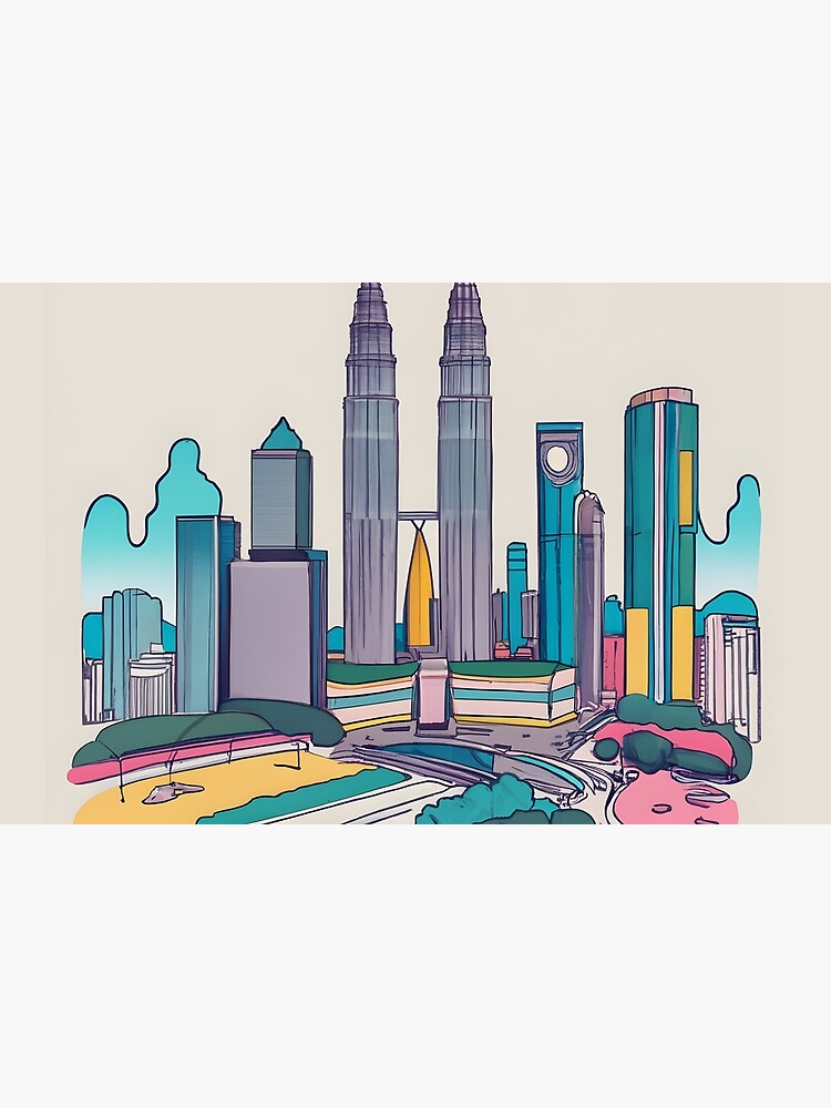 Thumbnail 2 of 2, Laptop Skin, Kuala Lumpur Skyline Minimalistic Drawing designed and sold by Patricks-Art.