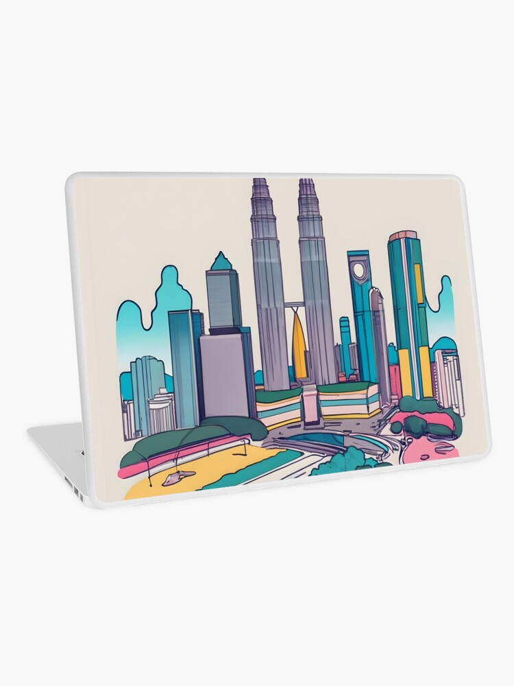 Thumbnail 1 of 2, Laptop Skin, Kuala Lumpur Skyline Minimalistic Drawing designed and sold by Patricks-Art.