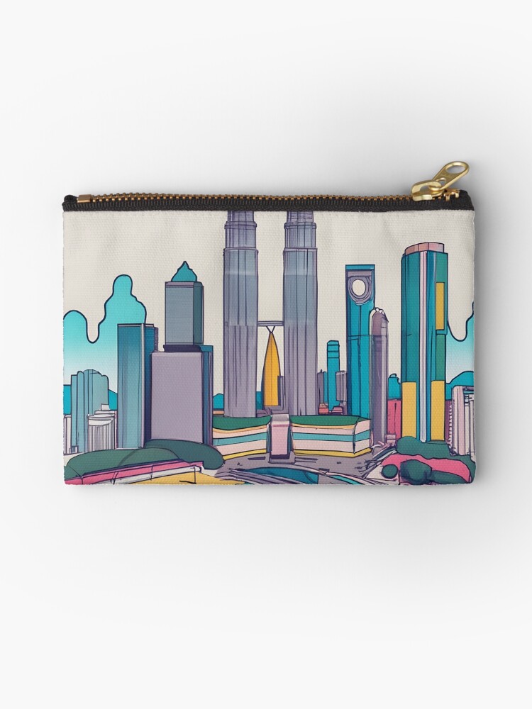 Thumbnail 1 of 4, Zipper Pouch, Kuala Lumpur Skyline Minimalistic Drawing designed and sold by Patricks-Art.