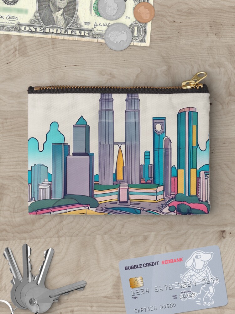 Thumbnail 3 of 4, Zipper Pouch, Kuala Lumpur Skyline Minimalistic Drawing designed and sold by Patricks-Art.