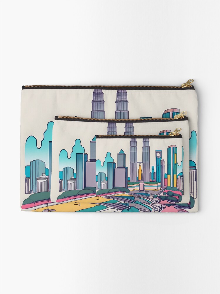 Thumbnail 2 of 4, Zipper Pouch, Kuala Lumpur Skyline Minimalistic Drawing designed and sold by Patricks-Art.