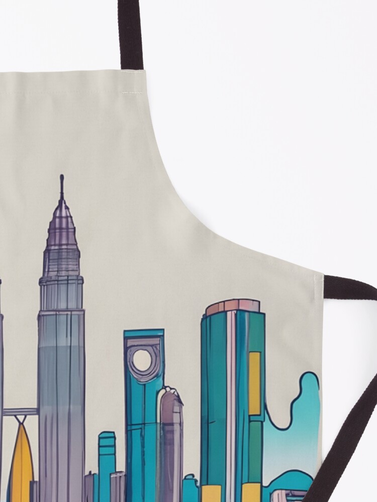 Thumbnail 3 of 6, Apron, Kuala Lumpur Skyline Minimalistic Drawing designed and sold by Patricks-Art.