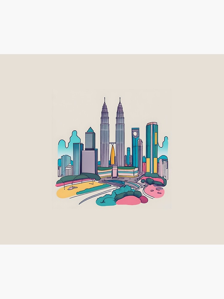 Thumbnail 2 of 2, Duvet Cover, Kuala Lumpur Skyline Minimalistic Drawing designed and sold by Patricks-Art.