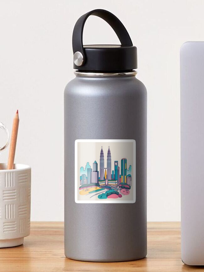 Thumbnail 1 of 3, Sticker, Kuala Lumpur Skyline Minimalistic Drawing designed and sold by Patricks-Art.