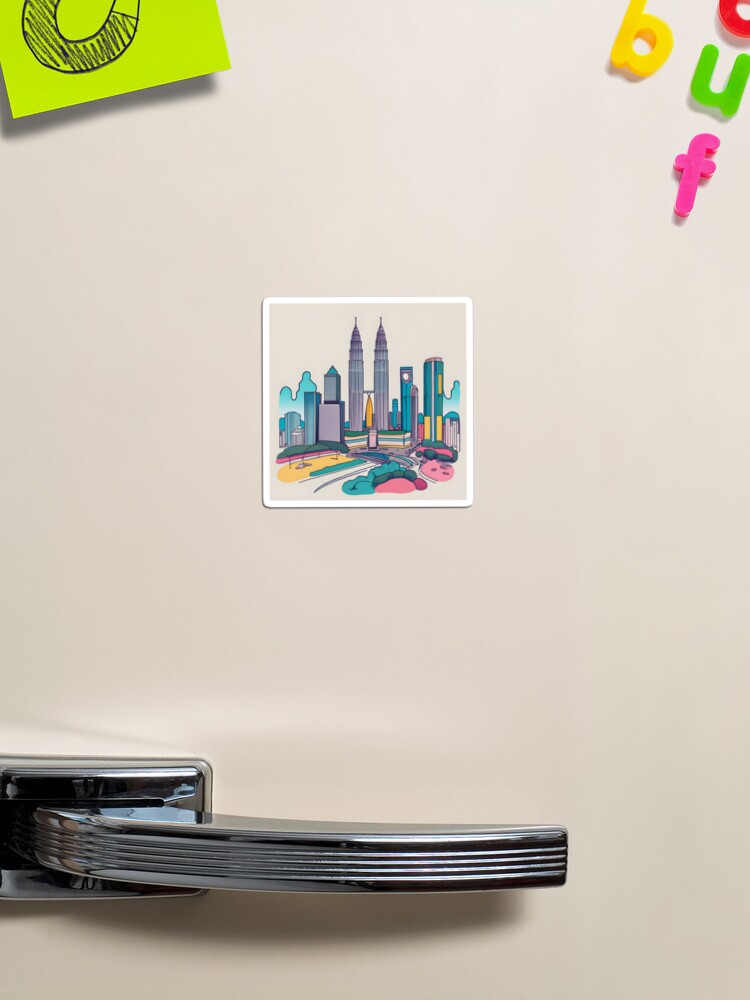 Thumbnail 1 of 3, Magnet, Kuala Lumpur Skyline Minimalistic Drawing designed and sold by Patricks-Art.