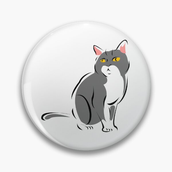 Artikelvorschau, Grauer und weißer gelbäugiger Katzenaufkleber entworfen und verkauft von thespecialtyhub.