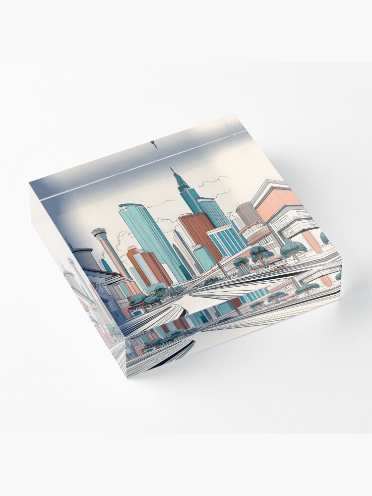 Thumbnail 3 of 5, Acrylic Block, Las Vegas Skyline Minimalistic Drawing designed and sold by Patricks-Art.