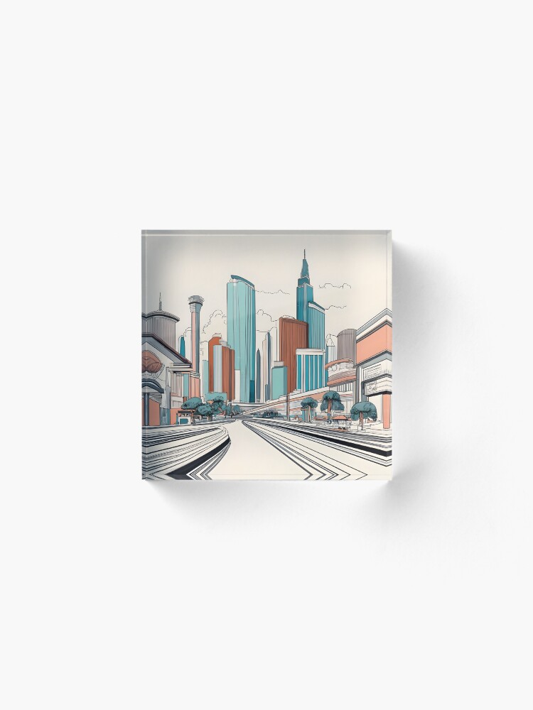 Thumbnail 2 of 5, Acrylic Block, Las Vegas Skyline Minimalistic Drawing designed and sold by Patricks-Art.
