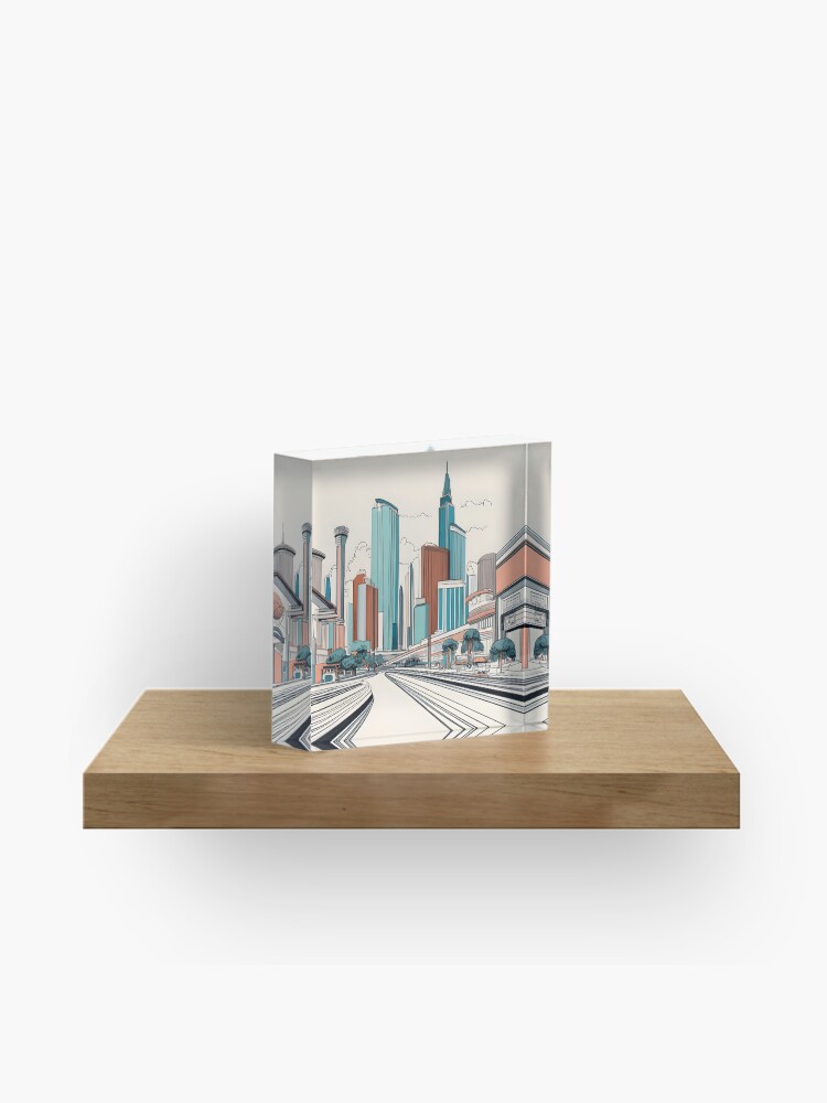 Thumbnail 1 of 5, Acrylic Block, Las Vegas Skyline Minimalistic Drawing designed and sold by Patricks-Art.