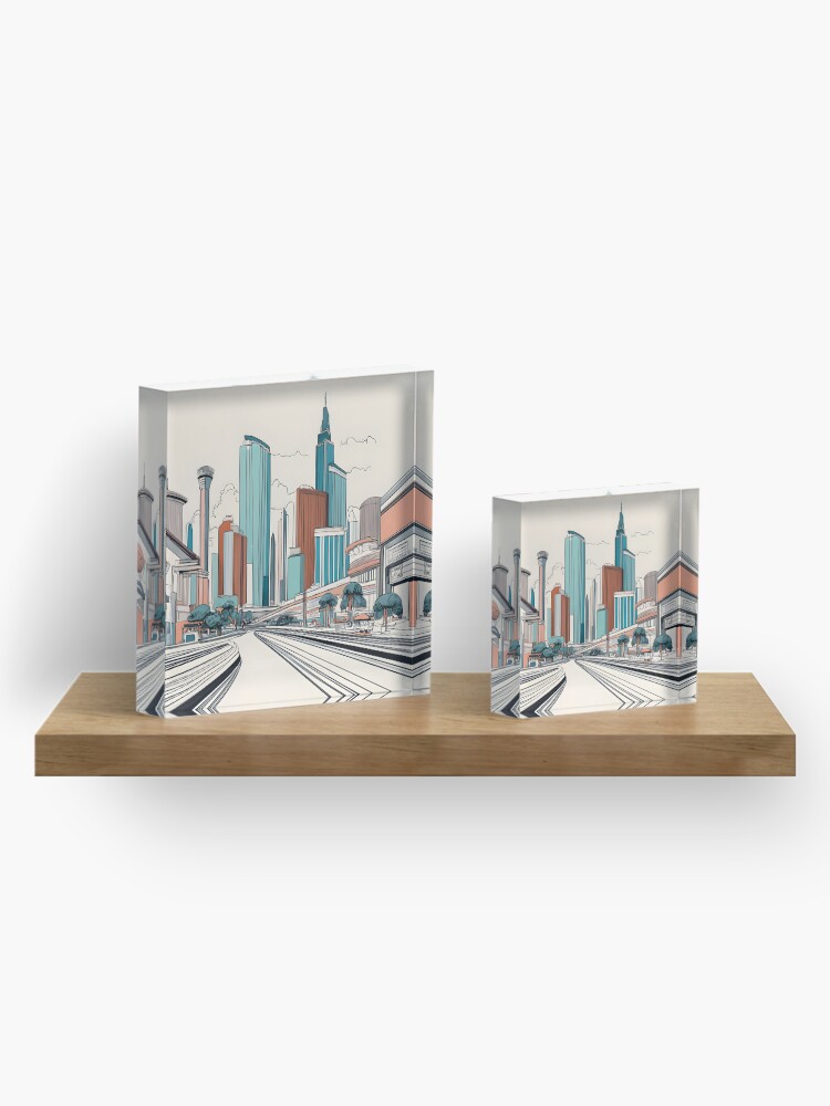 Thumbnail 4 of 5, Acrylic Block, Las Vegas Skyline Minimalistic Drawing designed and sold by Patricks-Art.