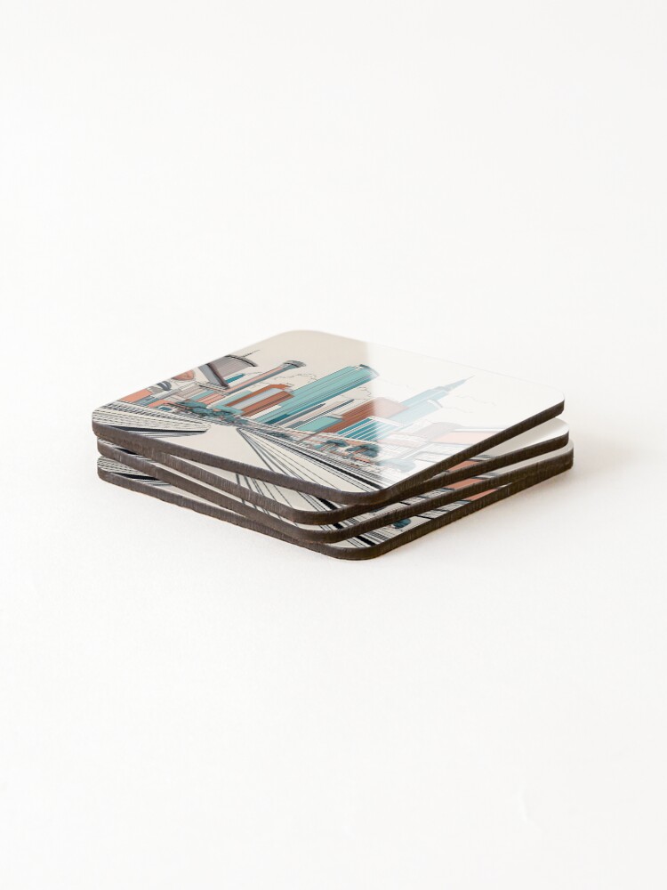 Thumbnail 4 of 5, Coasters (Set of 4), Las Vegas Skyline Minimalistic Drawing designed and sold by Patricks-Art.