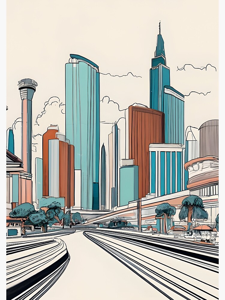 Thumbnail 3 of 3, Journal, Las Vegas Skyline Minimalistic Drawing designed and sold by Patricks-Art.