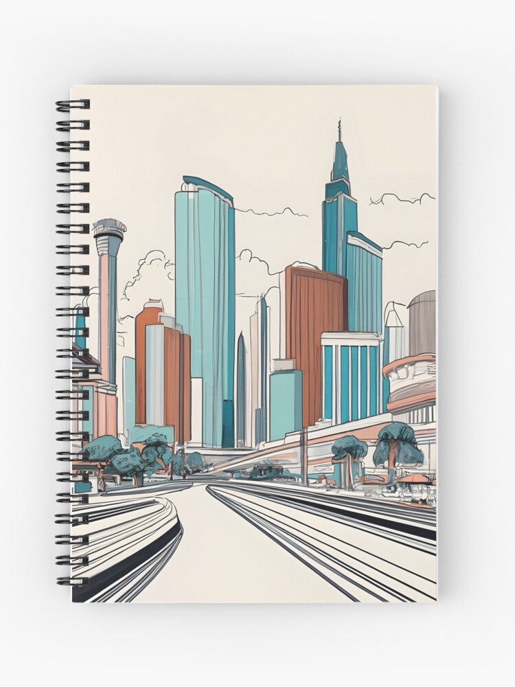 Thumbnail 1 of 3, Journal, Las Vegas Skyline Minimalistic Drawing designed and sold by Patricks-Art.