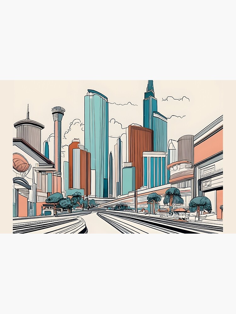Thumbnail 2 of 2, Laptop Sleeve, Las Vegas Skyline Minimalistic Drawing designed and sold by Patricks-Art.