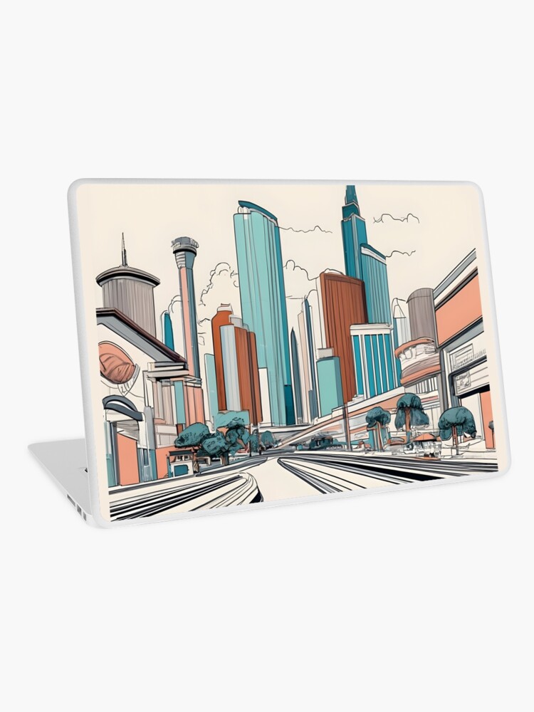 Thumbnail 1 of 2, Laptop Skin, Las Vegas Skyline Minimalistic Drawing designed and sold by Patricks-Art.