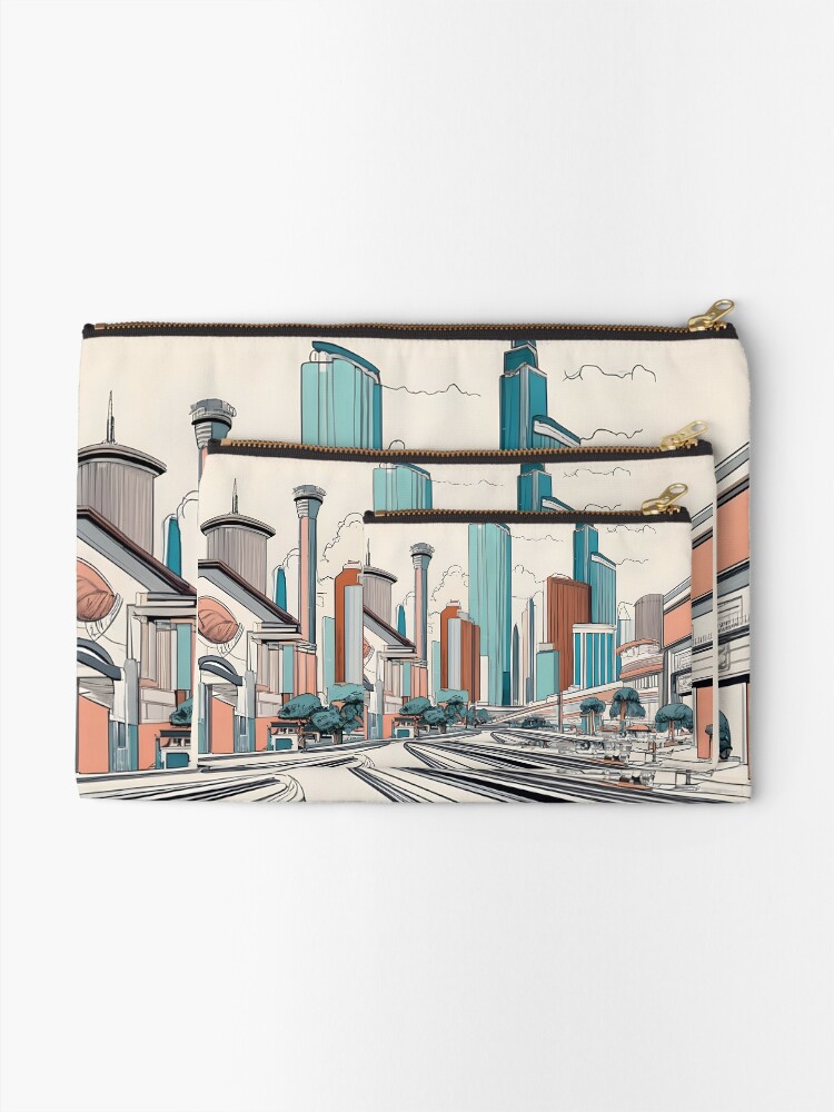 Thumbnail 2 of 4, Zipper Pouch, Las Vegas Skyline Minimalistic Drawing designed and sold by Patricks-Art.